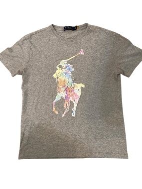 Polo Ralph Lauren Men’s Pastel  Watercolor Big Pony Graphic T-shirt Grey S